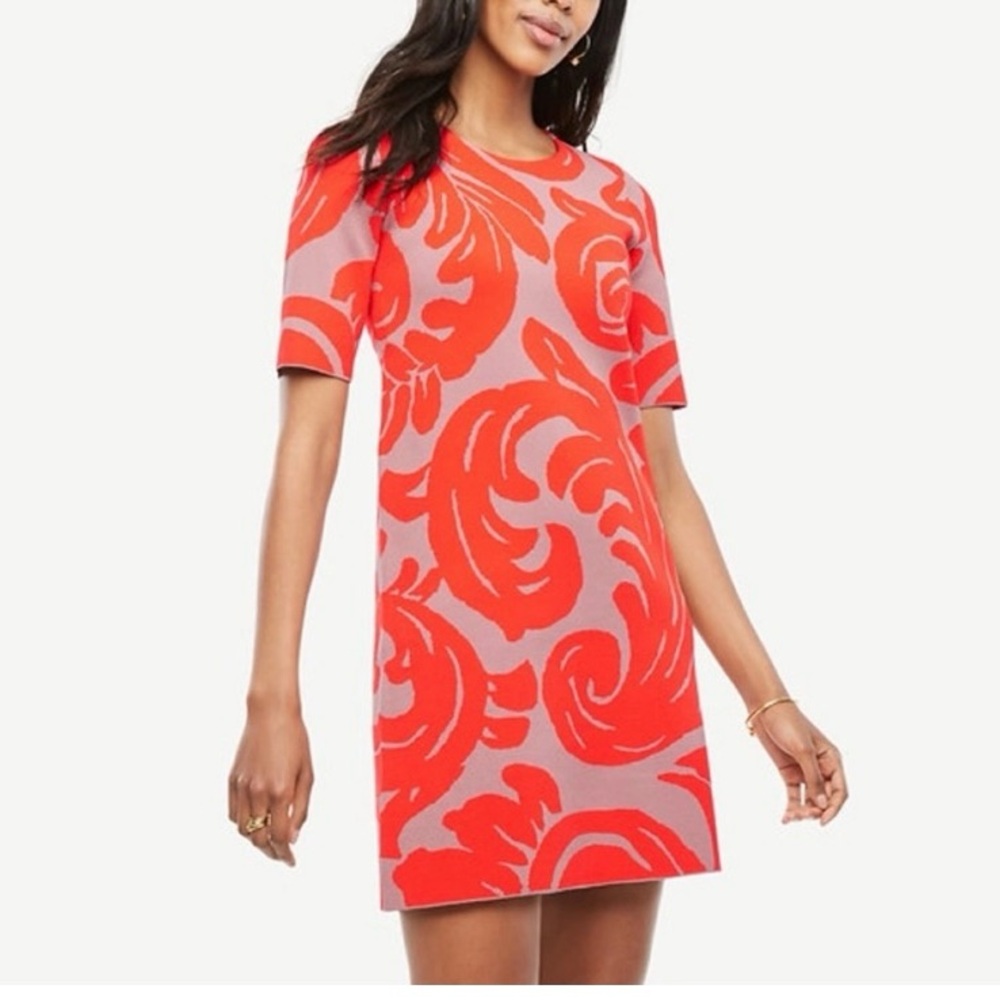 Ann Taylor Shift Sweater Vibrant Orange Dress